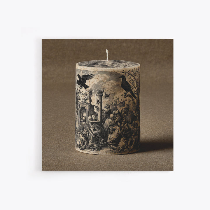 The Black Wax Candle, Gothic Nightmare Art, Square Wall Art, Dark Halloween Decor, Canvas Print, Halloween Wall Art, Spooky Wall Decor