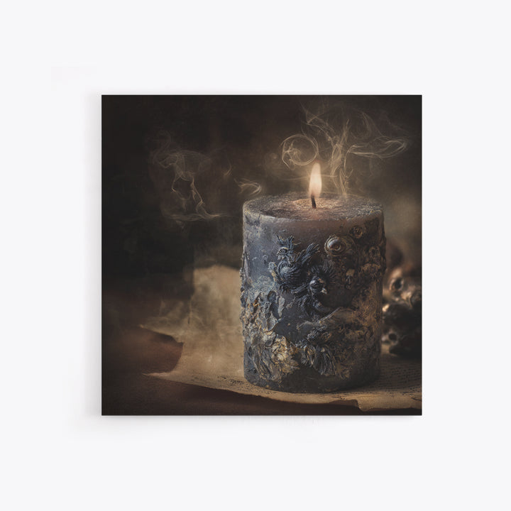 The Black Wax Candle, Symbolist Dream Art, Square Wall Art, Dark Fantasy Wall Art, Canvas Print, Halloween Wall Art, Gothic Home Decor