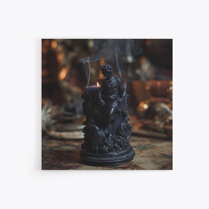 The Black Wax Candle, Ornate Symbolist Art, Square Wall Art, Dark Fantasy Wall Art, Framed Canvas Print, Halloween Wall Art
