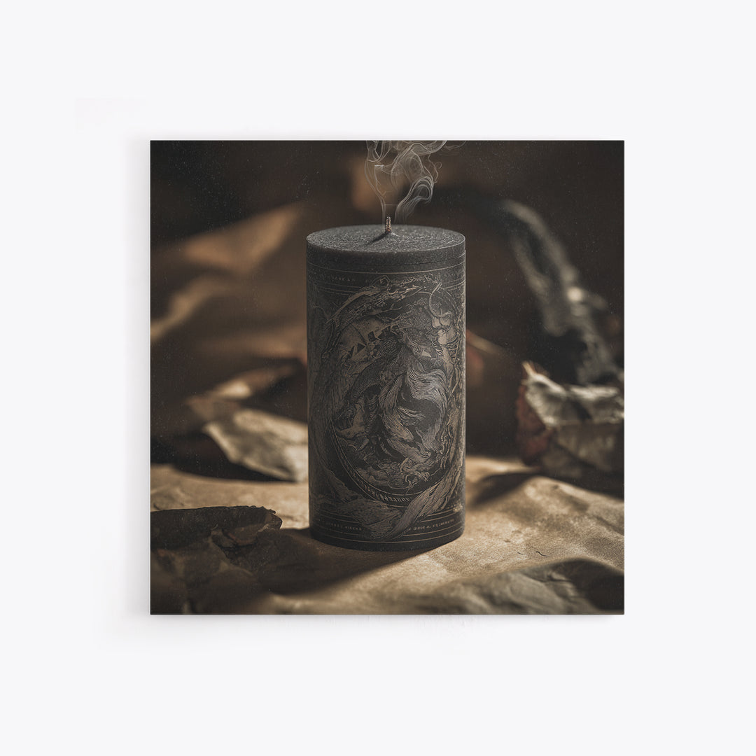 The Black Wax Candle, Decadent Gothic Art, Square Wall Art, Gothic Horror Wall Art, Framed Canvas Print, Halloween Wall Art