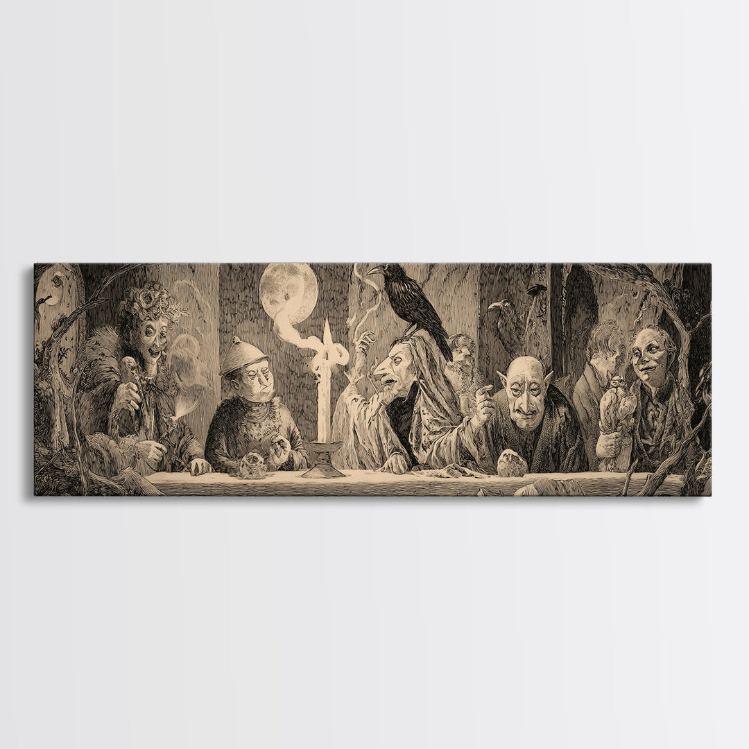 The Black Wax Candle, Expressionist Nightmare Art, Extra Wide Wall Art, Gothic Horror Wall Art, Framed Canvas Print, Halloween Wall Art