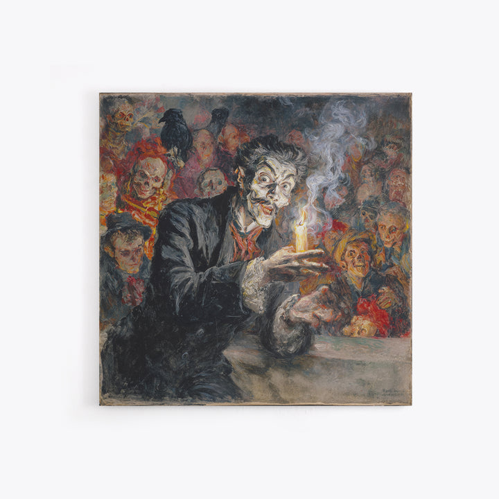 The Black Wax Candle, Grotesque Carnival Art, Square Wall Art, Gothic Horror Wall Art, Framed Canvas Print, Halloween Wall Art