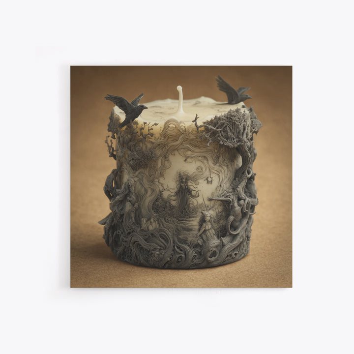 The Black Wax Candle, Gothic Storybook Art, Square Wall Art, Gothic Horror Wall Art, Framed Canvas Print, Halloween Wall Art
