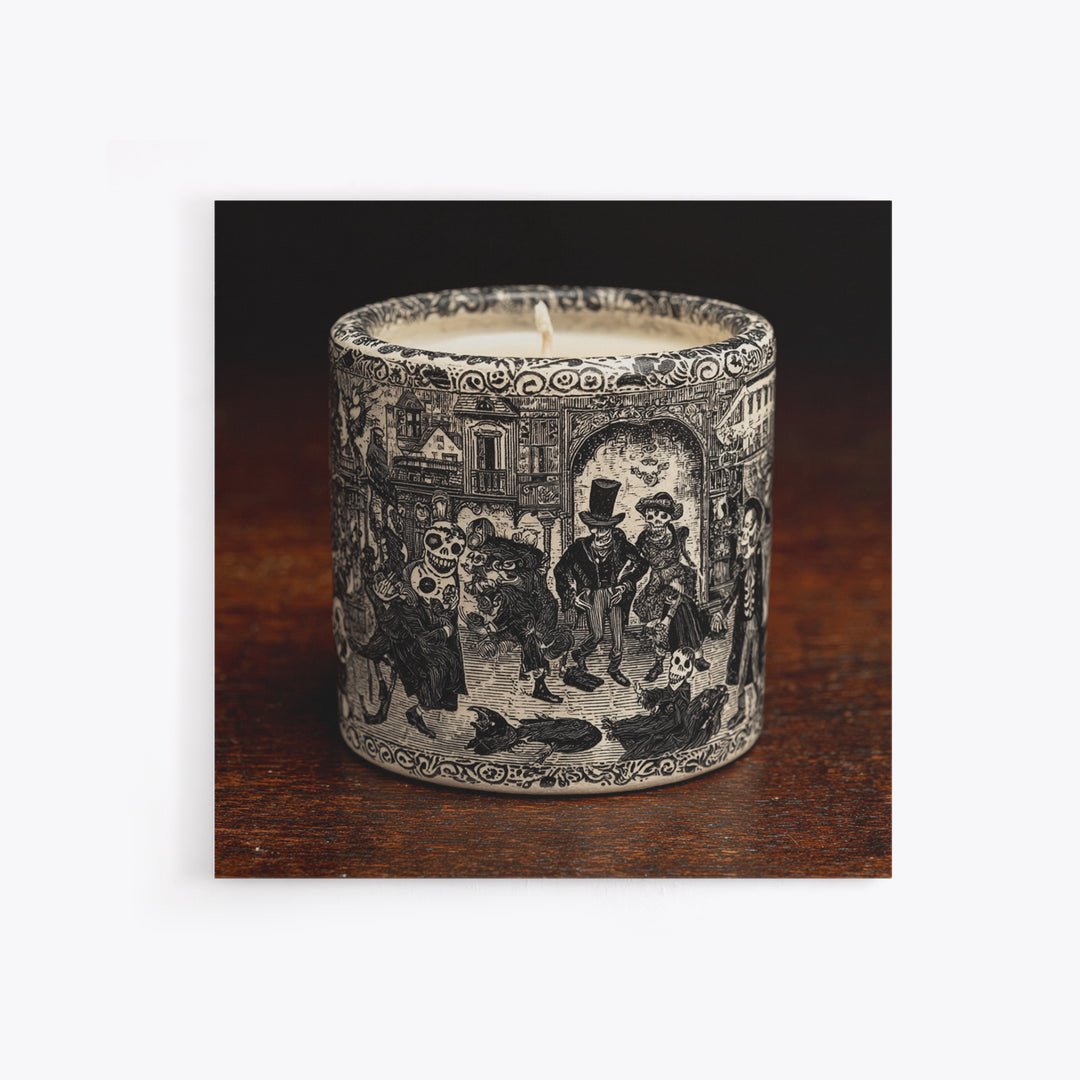 The Black Wax Candle, Macabre Folk Print Art, Square Wall Art, Gothic Horror Wall Art, Framed Canvas Print, Halloween Wall Art