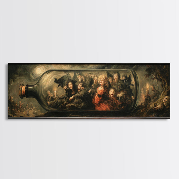 The Bottled Ghost, Dark Romantic Horror Art, Extra Wide Wall Art, Gothic Horror Wall Art, Canvas Print, Halloween Wall Art
