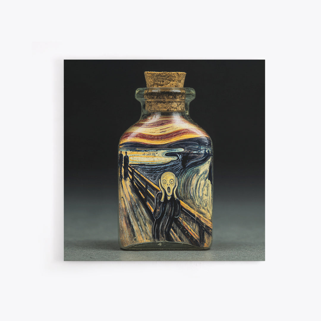 The Bottled Ghost, Expressionist Gothic Art, Square Wall Art, Gothic Horror Wall Art, Framed Canvas Print, Halloween Wall Art