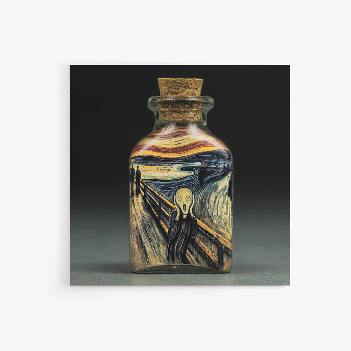 The Bottled Ghost, Expressionist Gothic Art, Square Wall Art, Gothic Horror Wall Art, Framed Canvas Print, Halloween Wall Art