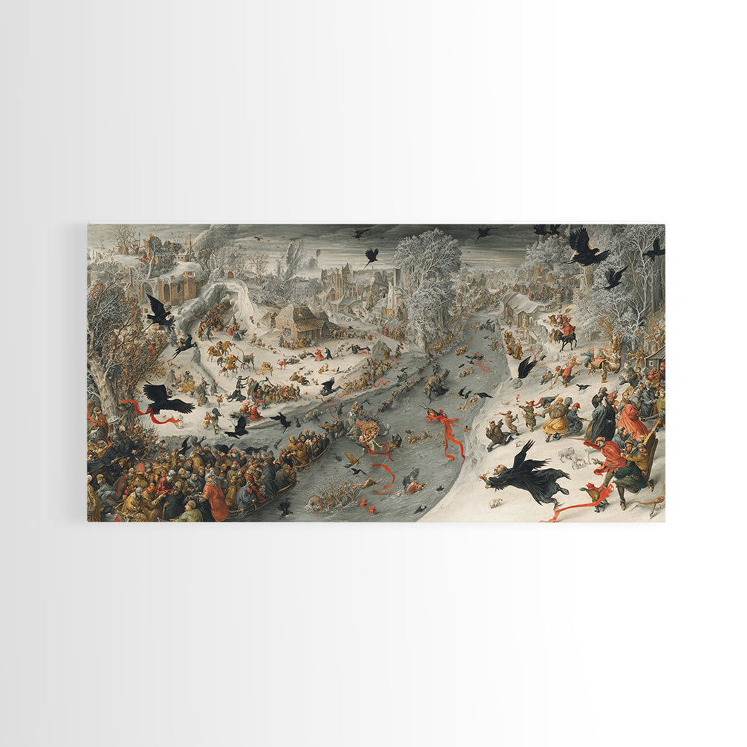 The Coffin Key, Northern Renaissance Horror, Wide Panoramic Art, Gothic Horror Wall Art, Framed Canvas Print, Halloween Wall Art