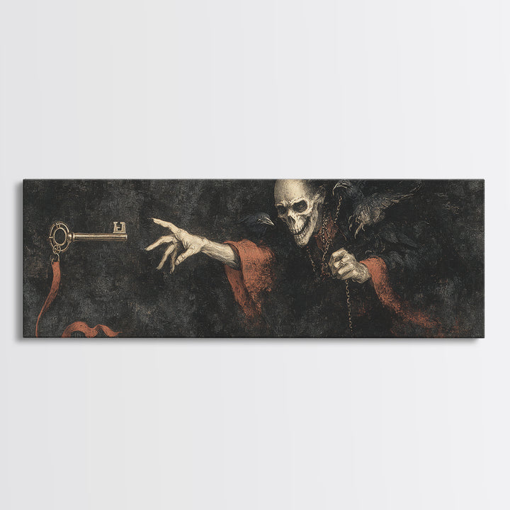 The Coffin Key, Dark Romantic Horror Art, Extra Wide Wall Art, Gothic Horror Wall Art, Framed Canvas Print, Halloween Wall Art