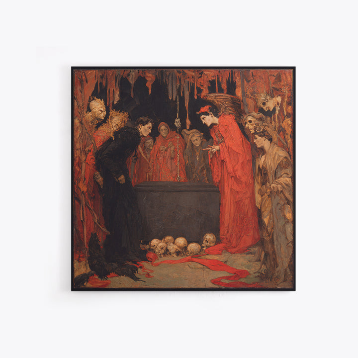 The Coffin Key, Dark Symbolist Art, Square Wall Art, Dark Fantasy Wall Art, Canvas Print, Halloween Wall Art, Horror Wall Art