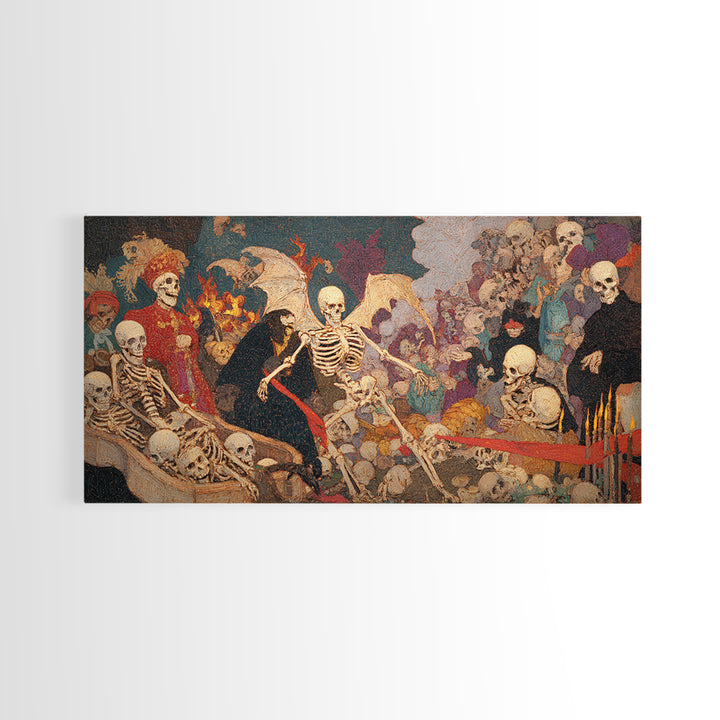 The Coffin Key, Grotesque Carnival Art, Wide Panoramic Art, Macabre Wall Art, Canvas Print, Halloween Wall Art, Gothic Home Decor