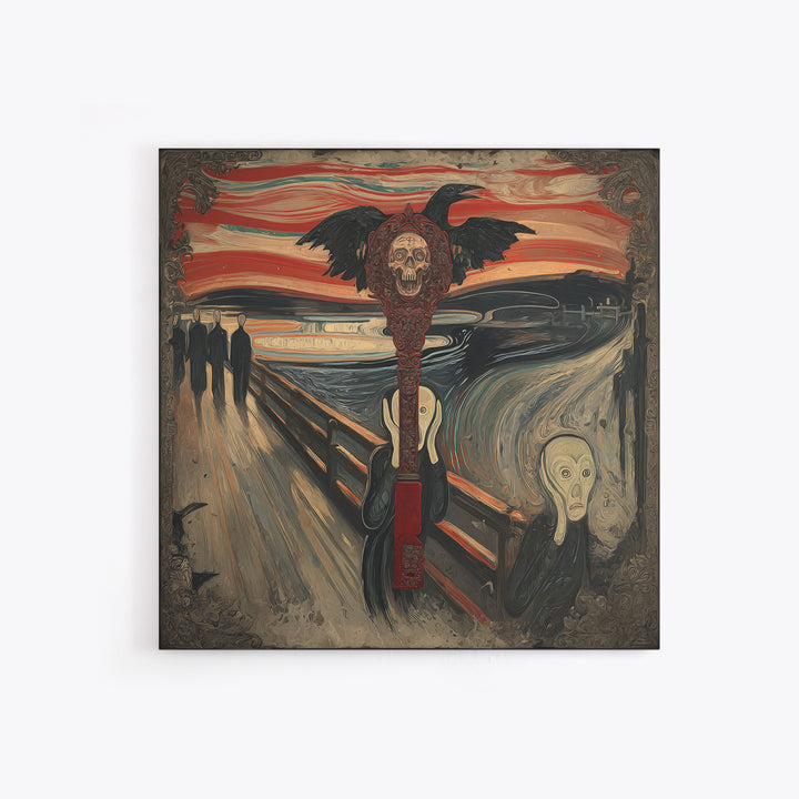 The Coffin Key, Expressionist Gothic Art, Square Wall Art, Dark Halloween Decor, Framed Canvas Print, Halloween Wall Art, Dark Fantasy Art