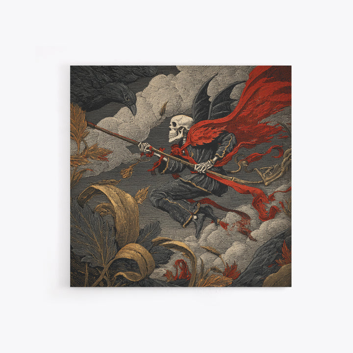 The Coffin Key, Macabre Folk Print Art, Square Wall Art, Dark Fantasy Wall Art, Framed Canvas Print, Halloween Wall Art