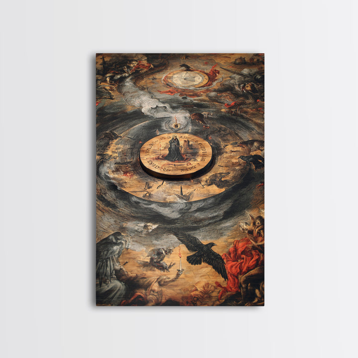 The Antique Spirit Board, Dark Renaissance Art, Vertical Wall Art, Dark Halloween Decor, Canvas Print, Halloween Wall Art