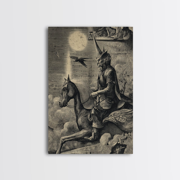 The Antique Spirit Board, Renaissance Engraving Art, Vertical Wall Art, Dark Fantasy Wall Art, Canvas Print, Halloween Wall Art