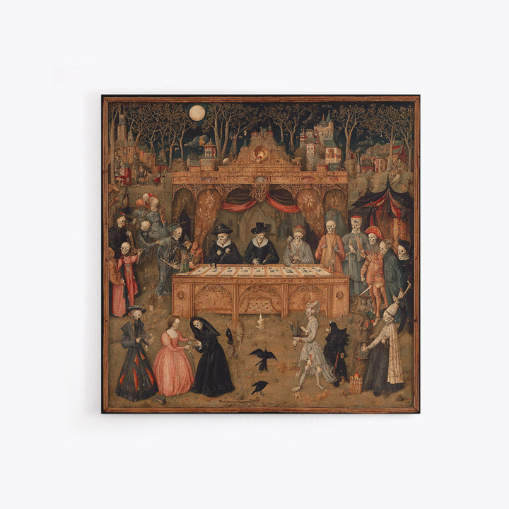 The Antique Spirit Board, Danse Macabre Art, Square Wall Art, Dark Fantasy Wall Art, Framed Canvas Print