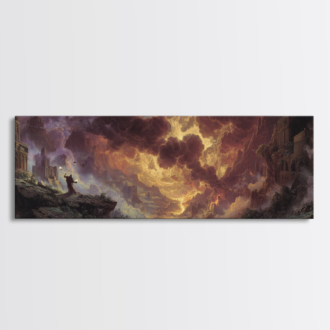 The Antique Spirit Board, Apocalyptic Romantic Art, Extra Wide Wall Art, Dark Fantasy Wall Art, Framed Canvas Print, Halloween Wall Art