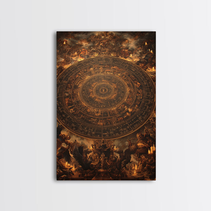 The Antique Spirit Board, Ornate Symbolist Art, Vertical Wall Art, Dark Halloween Decor, Framed Canvas Print, Halloween Wall Art