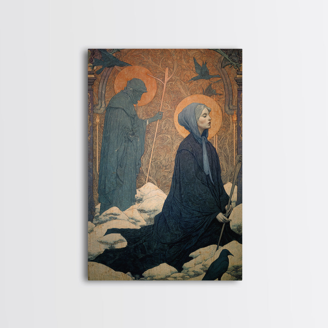 The Antique Spirit Board, Symbolist Death Art, Vertical Wall Art, Macabre Wall Art, Framed Canvas Print, Halloween Wall Art