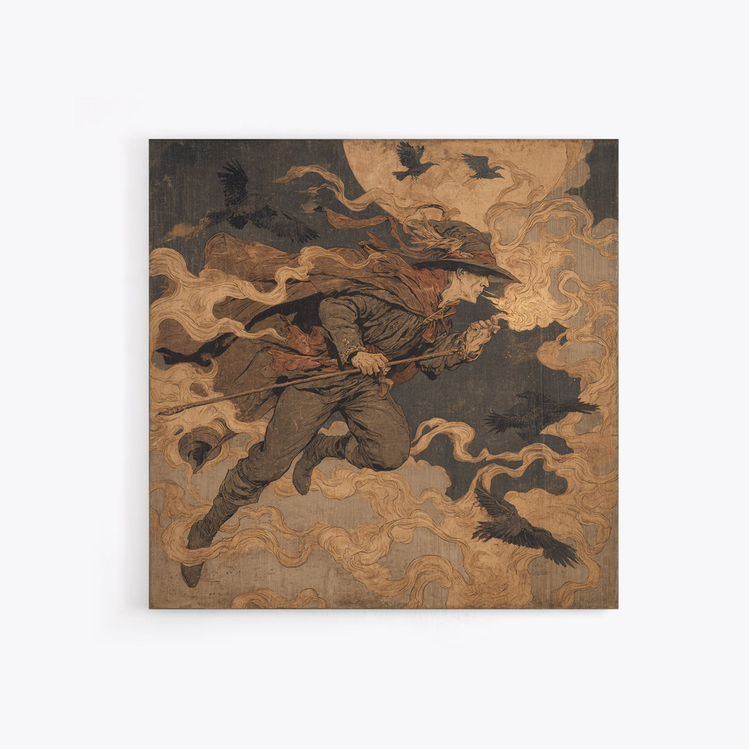 The Antique Spirit Board, Symbolist Etching Art, Square Wall Art, Gothic Horror Wall Art, Canvas Print, Halloween Wall Art