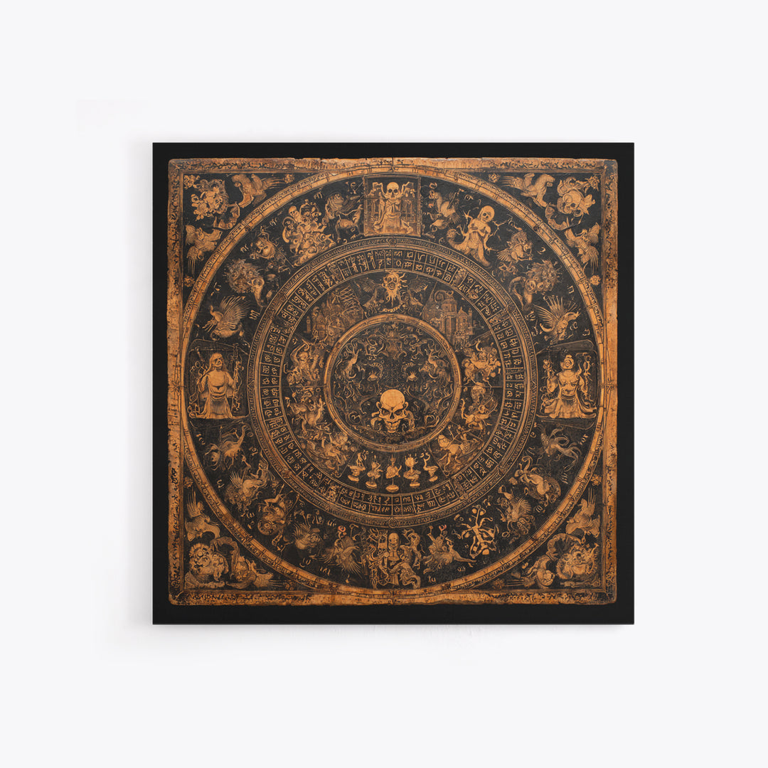 The Antique Spirit Board, Grotesque Carnival Art, Square Wall Art, Dark Halloween Decor, Canvas Print, Halloween Wall Art
