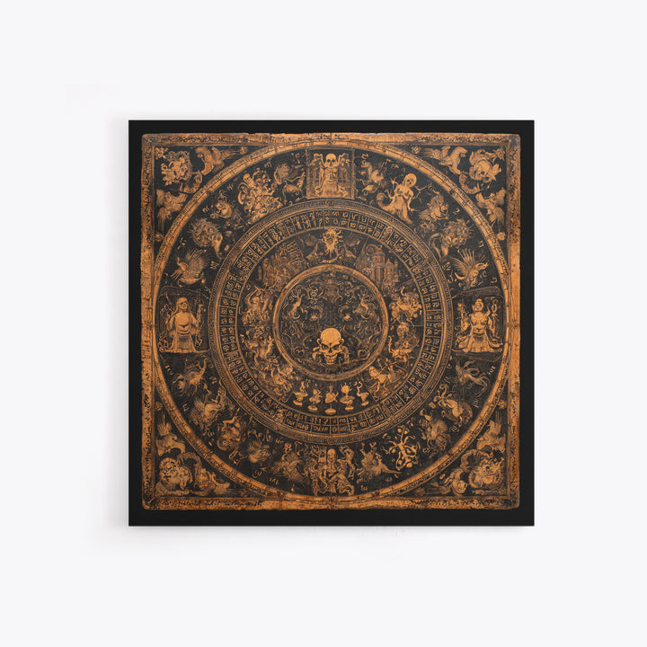 The Antique Spirit Board, Grotesque Carnival Art, Square Wall Art, Dark Halloween Decor, Canvas Print, Halloween Wall Art