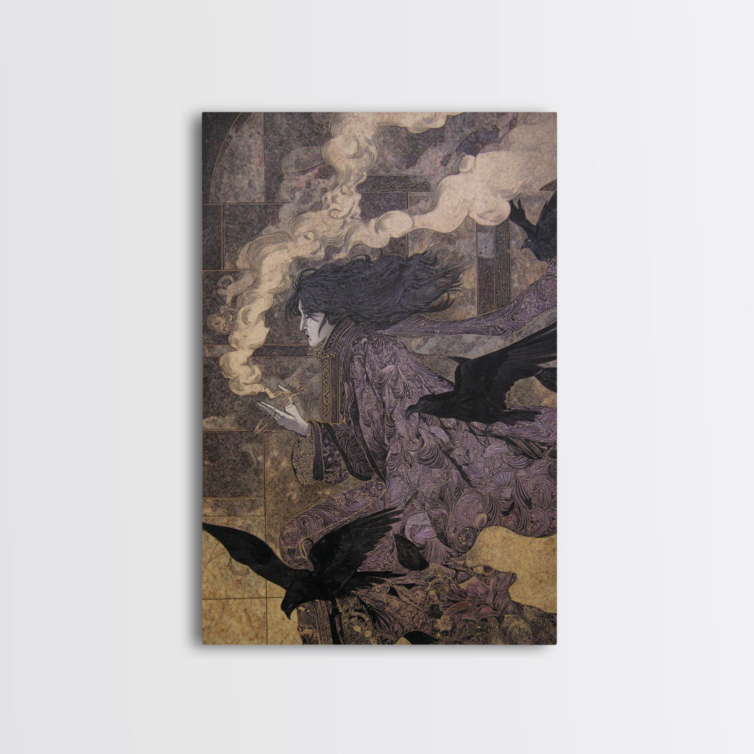 The Antique Spirit Board, Stained Glass Gothic Art, Vertical Wall Art, Dark Fantasy Wall Art, Canvas Print, Halloween Wall Art