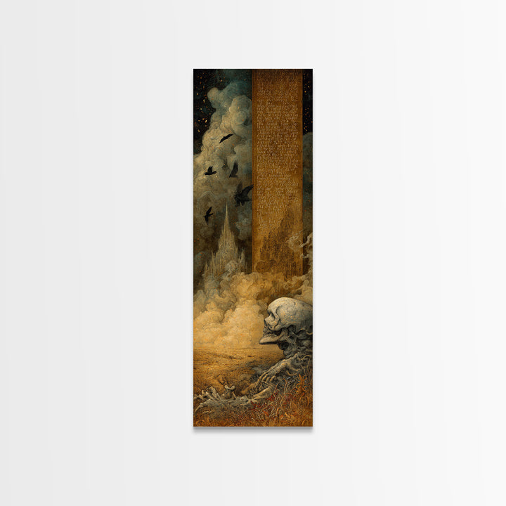 The Antique Spirit Board, Surreal Apocalyptic Art, Tall Narrow Wall Art, Dark Fantasy Wall Art, Canvas Print, Halloween Wall Art