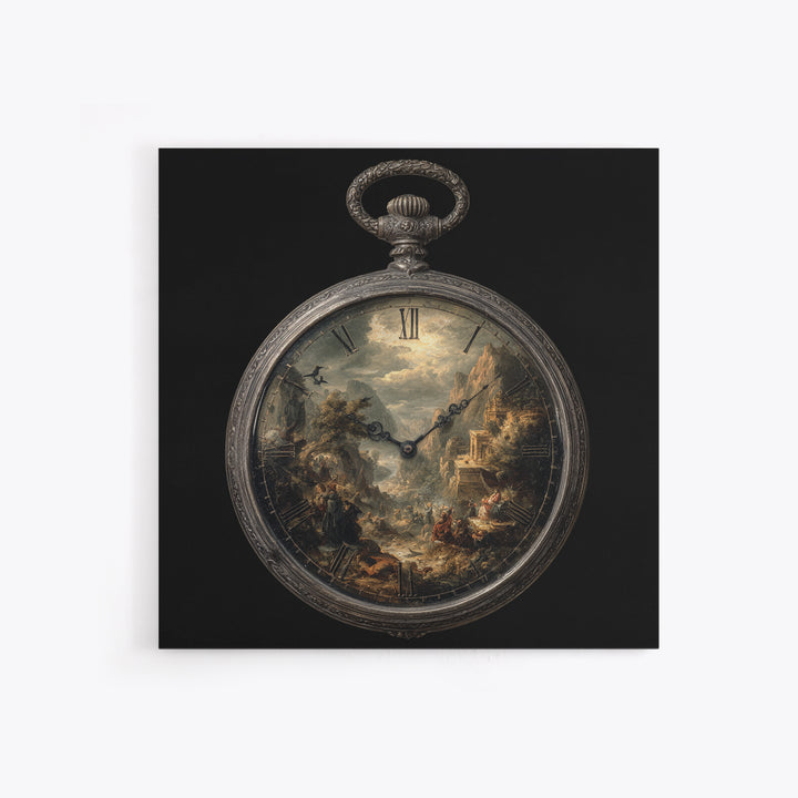 The Cursed Pocket Watch, Baroque Witchcraft Art, Square Wall Art, Dark Halloween Decor, Canvas Print, Halloween Wall Art