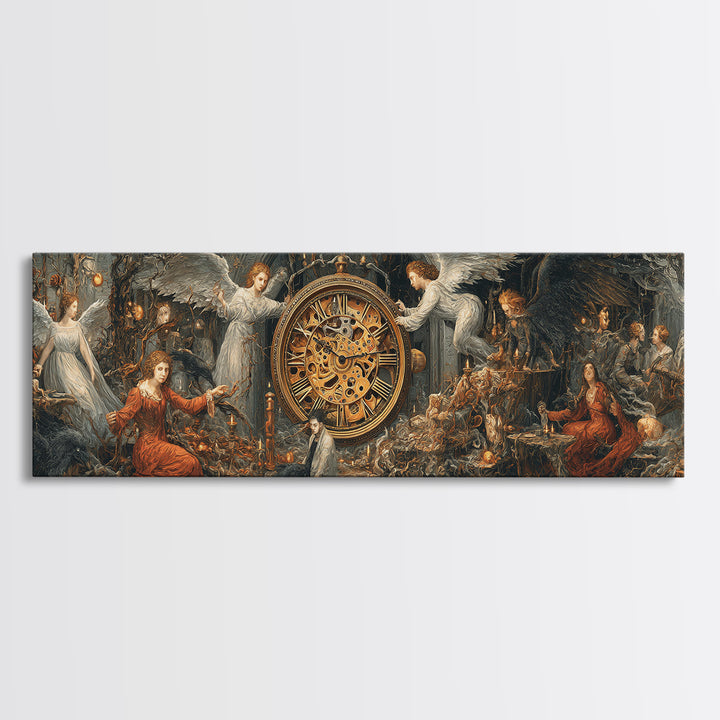 The Cursed Pocket Watch, Visionary Gothic Art, Extra Wide Wall Art, Gothic Horror Wall Art, Canvas Print, Halloween Wall Art