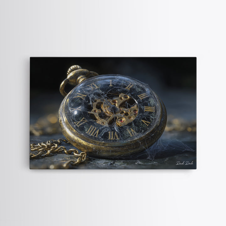 The Cursed Pocket Watch, Romantic Gothic Landscape, Landscape Wall Art, Dark Fantasy Wall Art, Canvas Print, Halloween Wall Art