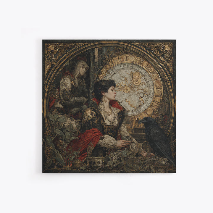The Cursed Pocket Watch, Ornate Symbolist Art, Square Wall Art, Gothic Horror Wall Art, Framed Canvas Print, Halloween Wall Art