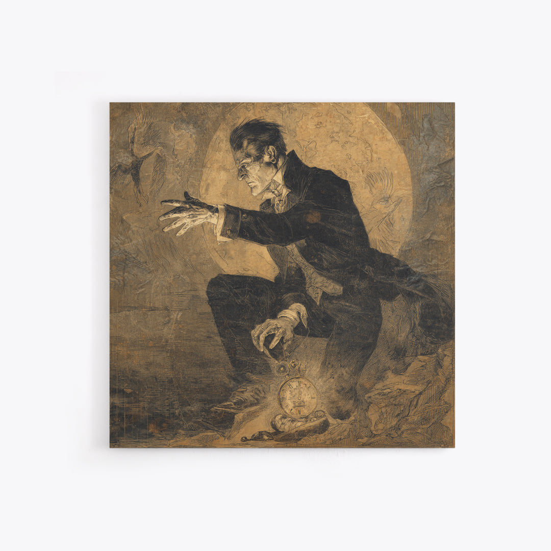 The Cursed Pocket Watch, Decadent Gothic Art, Square Wall Art, Dark Fantasy Wall Art, Framed Canvas Print, Halloween Wall Art