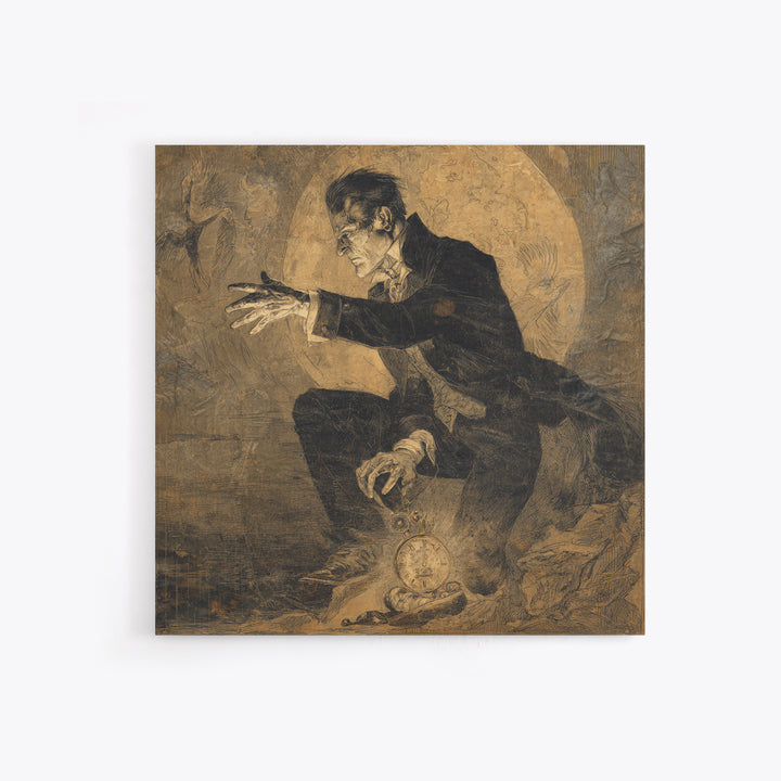 The Cursed Pocket Watch, Decadent Gothic Art, Square Wall Art, Dark Fantasy Wall Art, Framed Canvas Print, Halloween Wall Art