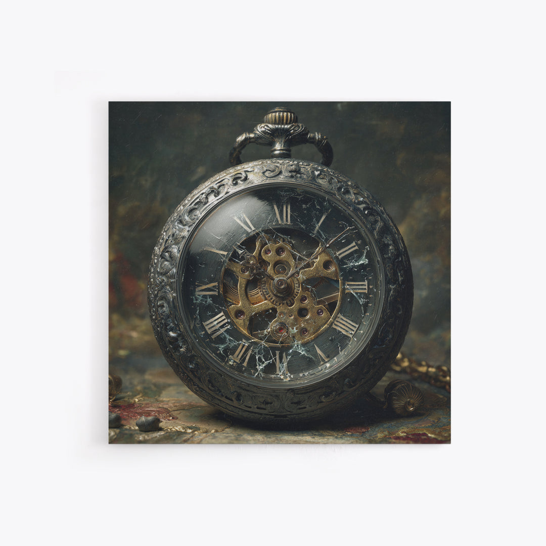 The Cursed Pocket Watch, Dark Symbolist Art, Square Wall Art, Dark Fantasy Wall Art, Framed Canvas Print, Halloween Wall Art