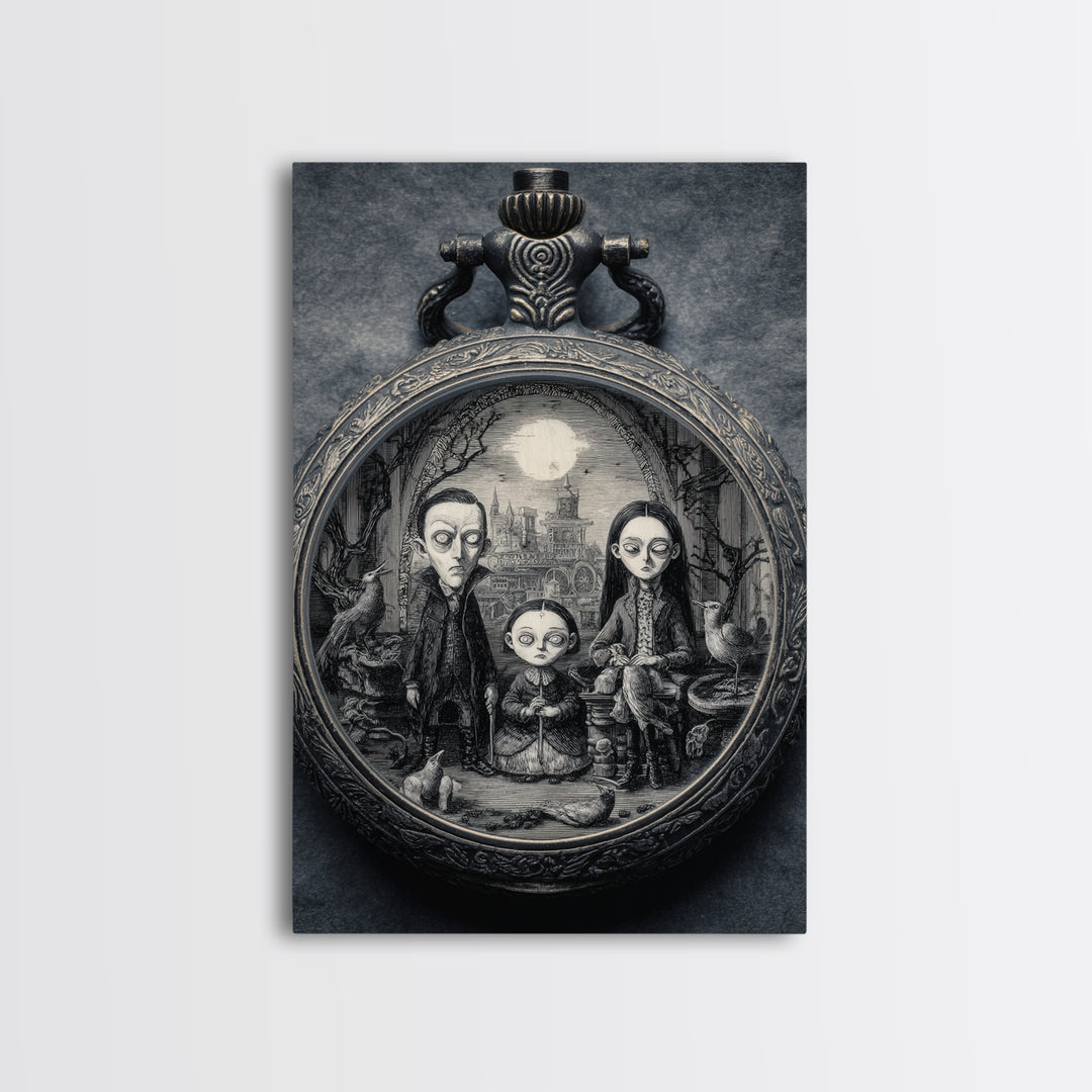 The Cursed Pocket Watch, Victorian Macabre Art, Vertical Wall Art, Gothic Horror Wall Art, Canvas Print, Halloween Wall Art