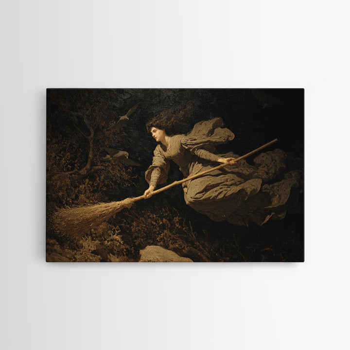 The Witch'S Broom, Symbolist Gothic Landscape, Landscape Wall Art, Gothic Horror Wall Art, Canvas Print, Halloween Wall Art