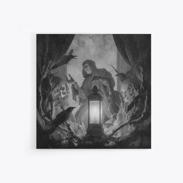 The Bone-Handled Lantern, Symbolist Dream Art, Square Wall Art, Gothic Horror Wall Art, Canvas Print, Halloween Wall Art