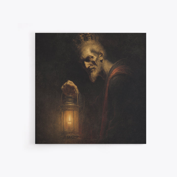 The Bone-Handled Lantern, Dark Symbolist Art, Square Wall Art, Dark Fantasy Wall Art, Canvas Print, Halloween Wall Art