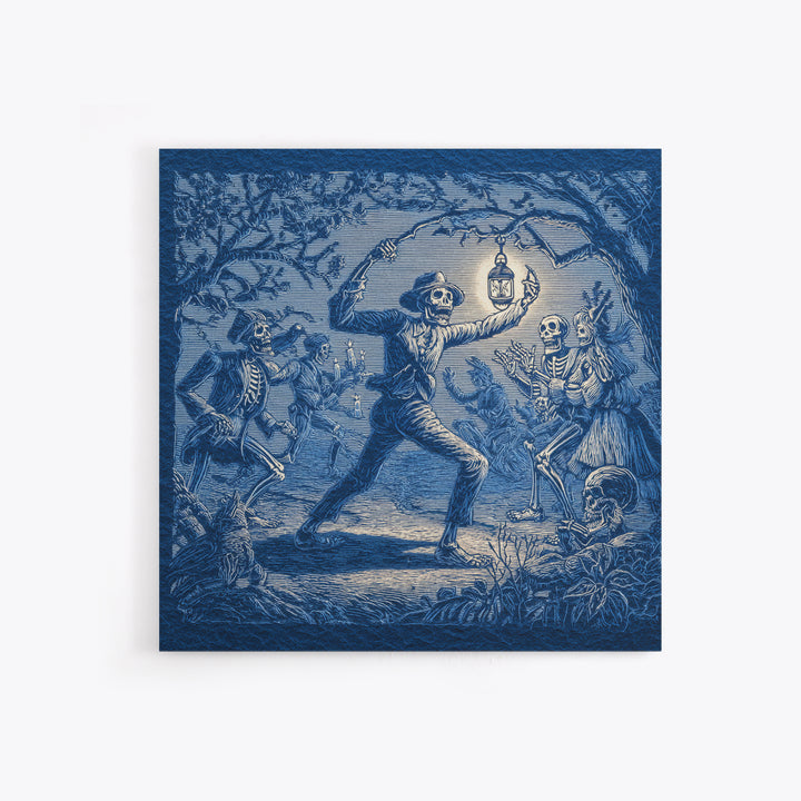 The Bone-Handled Lantern, Macabre Folk Print Art, Square Wall Art, Macabre Wall Art, Framed Canvas Print, Halloween Wall Art