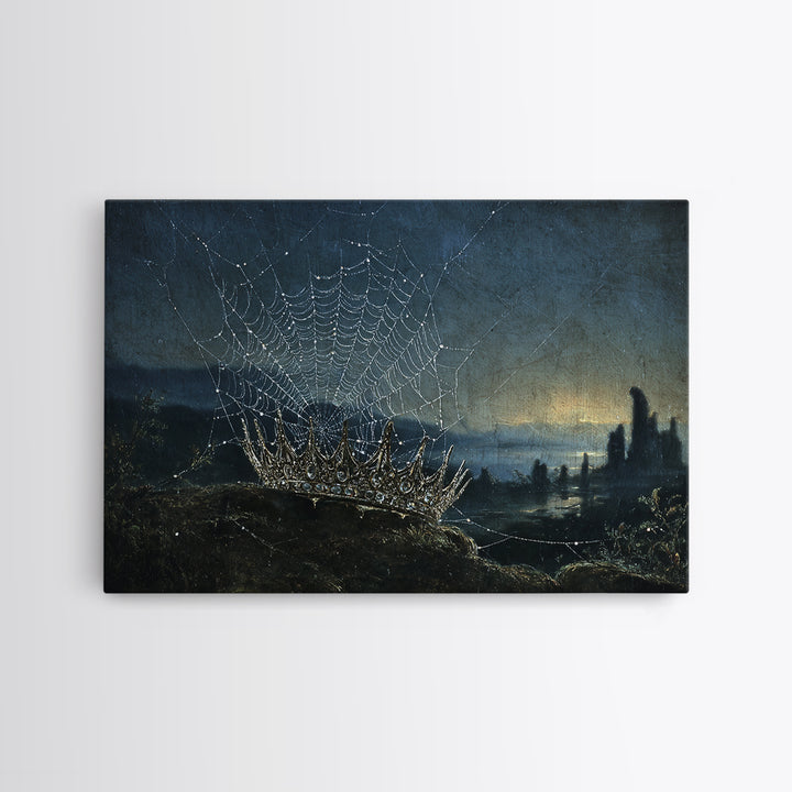 The Spiderweb Crown, Romantic Gothic Landscape, Landscape Wall Art, Macabre Wall Art, Canvas Print, Halloween Wall Art
