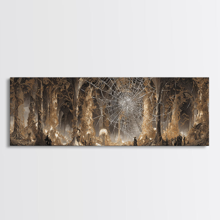 The Spiderweb Crown, Apocalyptic Romantic Art, Extra Wide Wall Art, Dark Halloween Decor, Canvas Print, Halloween Wall Art, Horror Wall Art