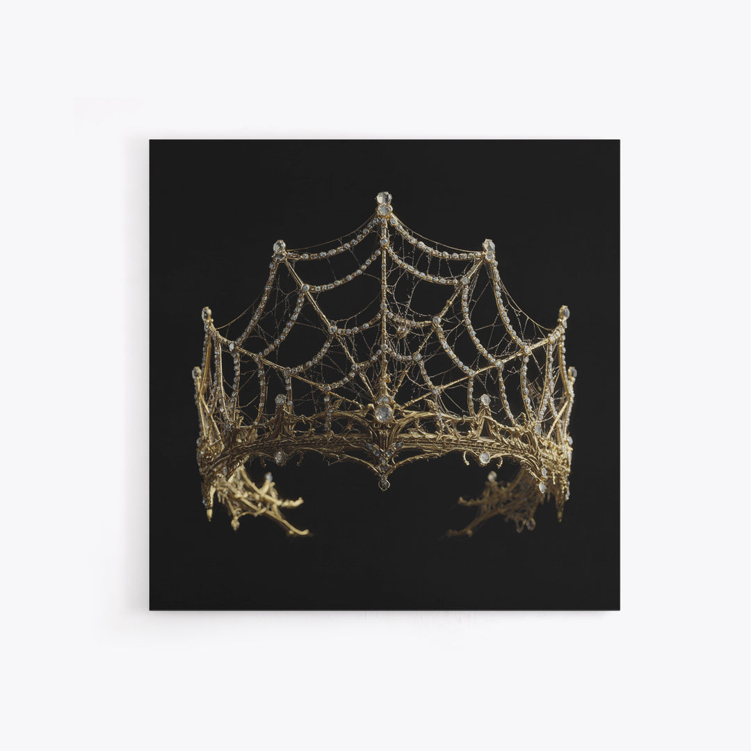 The Spiderweb Crown, Ornate Symbolist Art, Square Wall Art, Dark Fantasy Wall Art, Canvas Print, Halloween Wall Art, Horror Wall Art