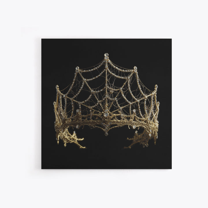 The Spiderweb Crown, Ornate Symbolist Art, Square Wall Art, Dark Fantasy Wall Art, Canvas Print, Halloween Wall Art, Horror Wall Art
