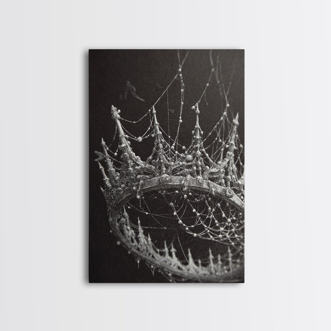 The Spiderweb Crown, Victorian Macabre Art, Vertical Wall Art, Dark Fantasy Wall Art, Canvas Print, Halloween Wall Art