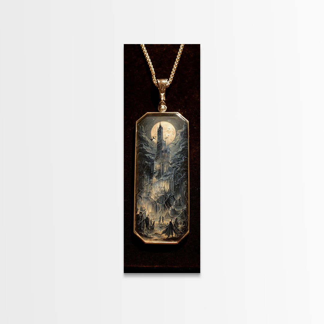 The Moonstone Amulet, Gothic Engraving Art, Tall Narrow Wall Art, Gothic Horror Wall Art, Canvas Print, Halloween Wall Art