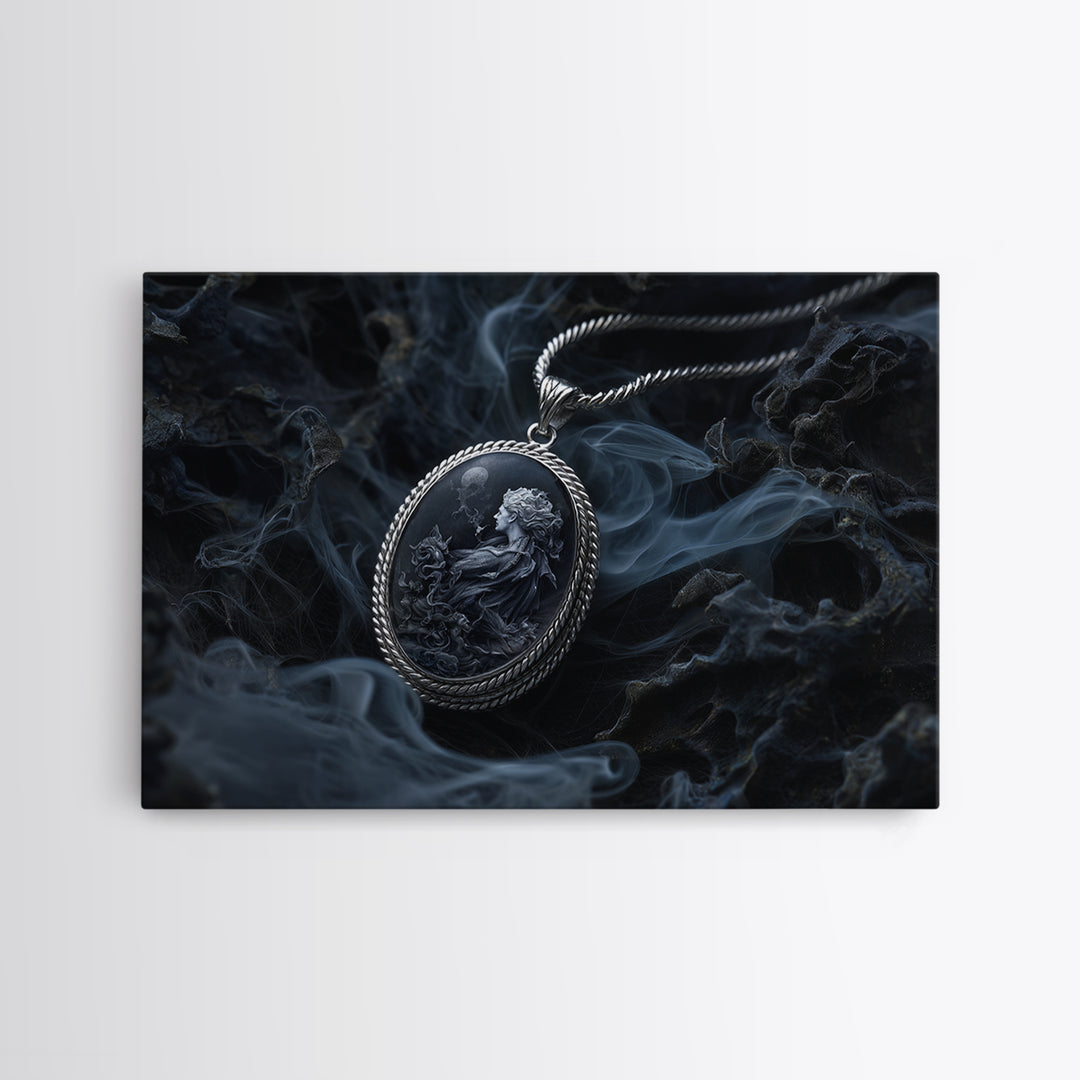 The Moonstone Amulet, Medieval Grotesque Art, Landscape Wall Art, Macabre Wall Art, Canvas Print, Halloween Wall Art, Horror Wall Art