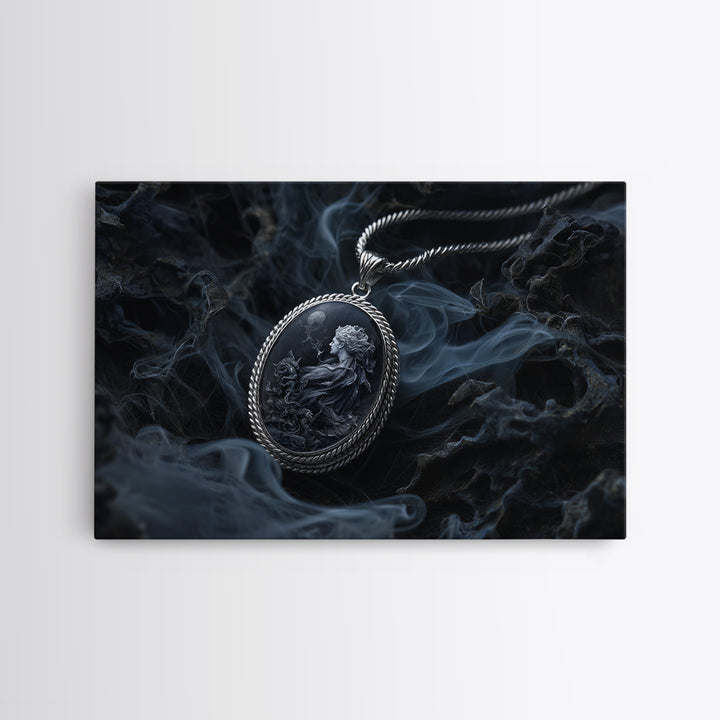 The Moonstone Amulet, Medieval Grotesque Art, Landscape Wall Art, Macabre Wall Art, Canvas Print, Halloween Wall Art, Horror Wall Art