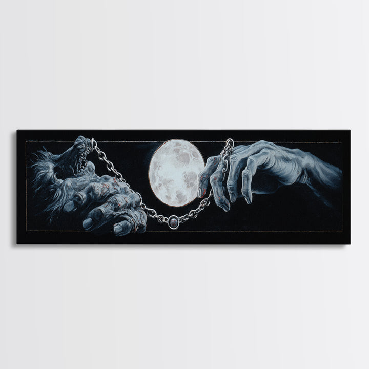 The Moonstone Amulet, Gothic Nightmare Art, Extra Wide Wall Art, Gothic Horror Wall Art, Framed Canvas Print, Halloween Wall Art