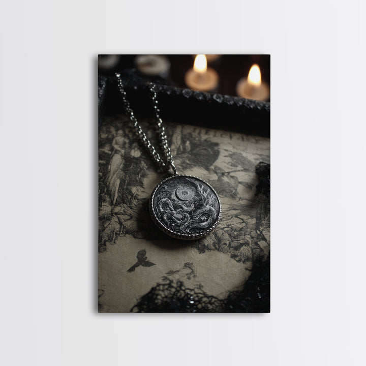 The Moonstone Amulet, Victorian Macabre Art, Vertical Wall Art, Gothic Horror Wall Art, Canvas Print, Halloween Wall Art
